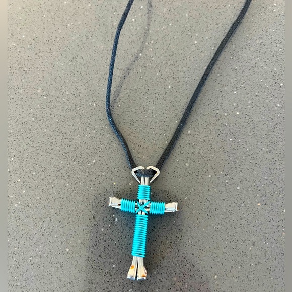 Teal Disciple’s Cross Necklace - Picture 1 of 6